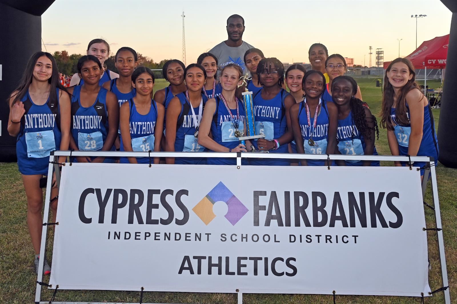 Anthony Middle School won the eighth grade girls’ cross country team championship with a score of 57 points.